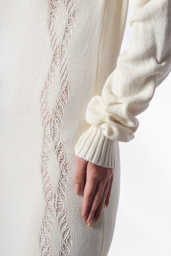 Vestido V desagujado Crudo